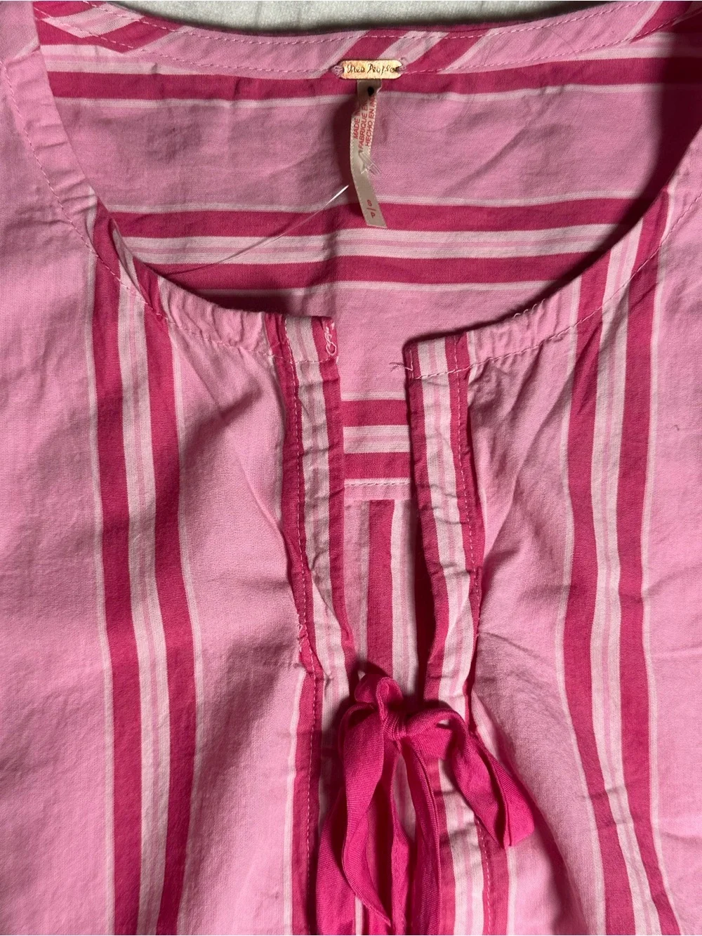 Free People pink peplum tie front Brunch Babe Blouse size small